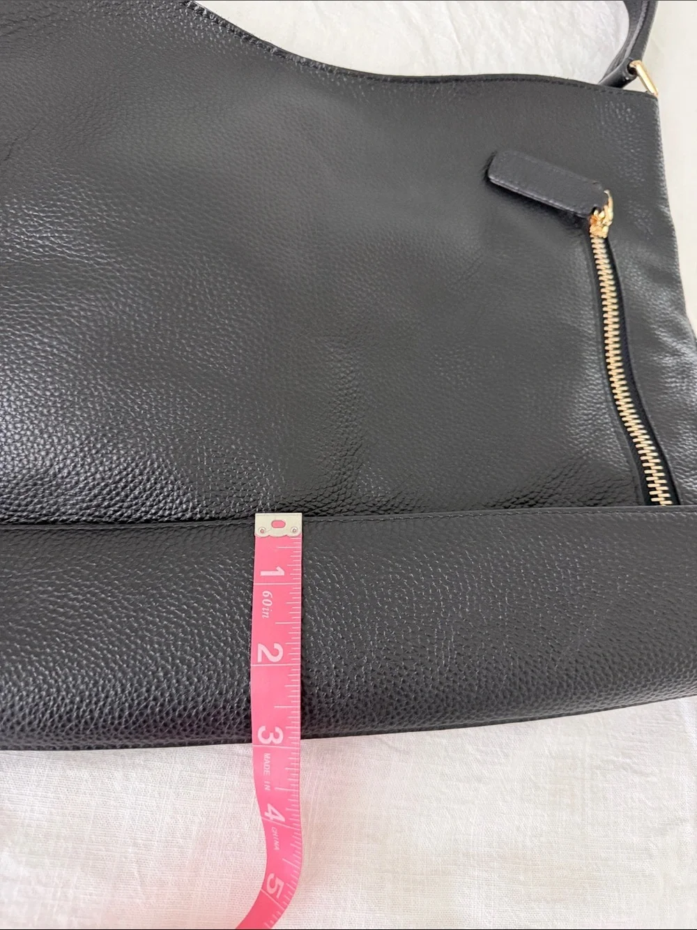 NWOT Tote Le Monde Florence Slouch Bag Black Pebbled Leather Quiet Luxury Hobo